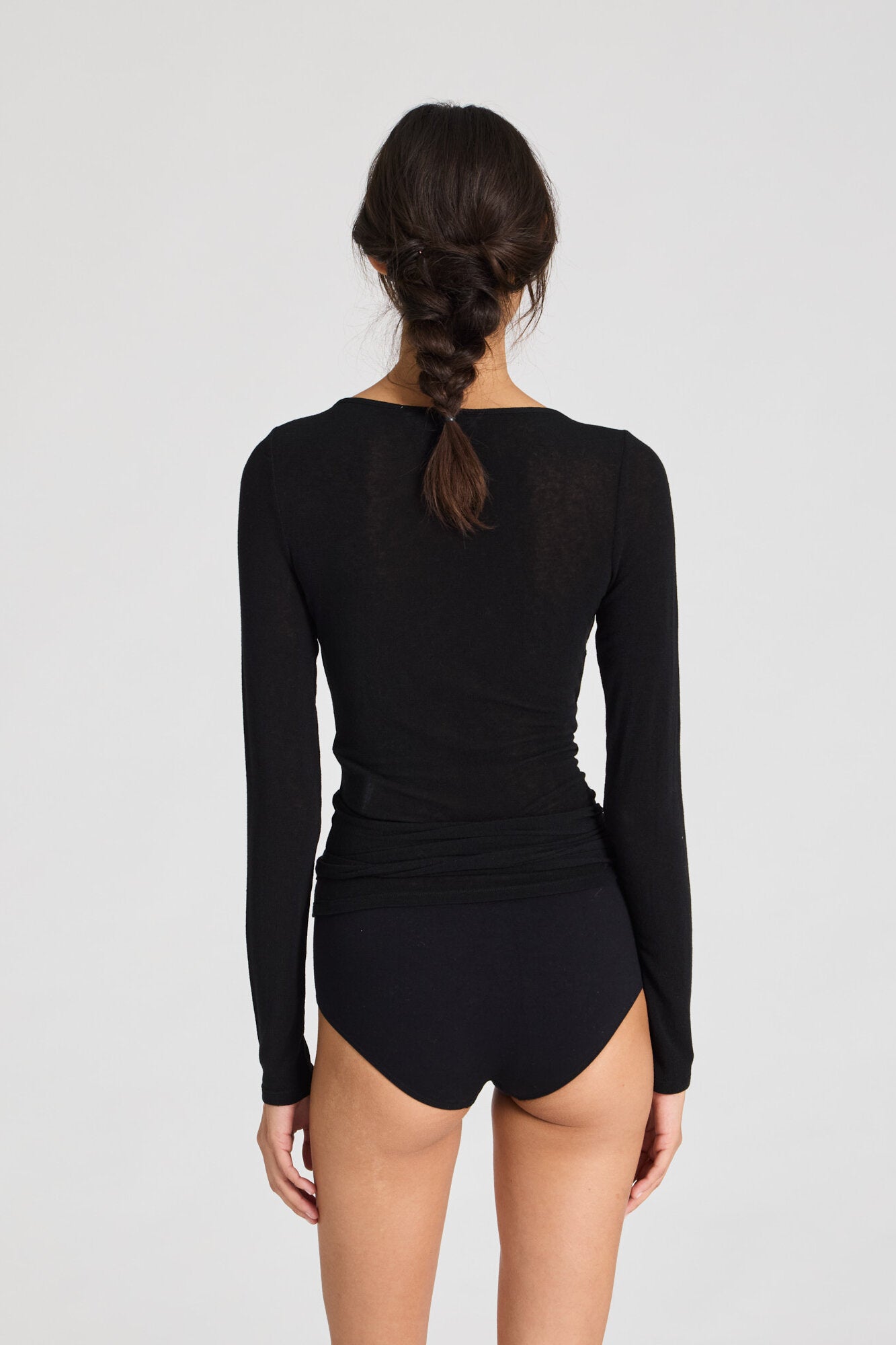 Anne Wool Wrap langærmet t-shirt - sort